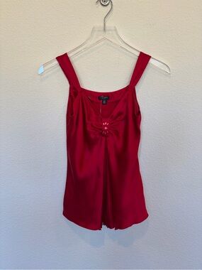 NWOT Nine West Red Silk Sleeveless Scoop Neck Blouse | 0P